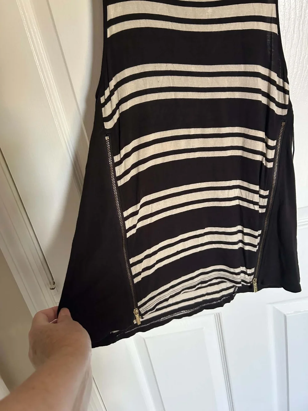 Michael Kors Black and Cream Striped Sleeveless Tank